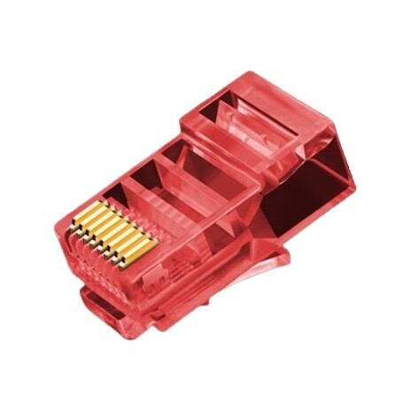 W-Star Konektor UTP RJ45 lanko/licna, pozlacená 3u, Cat5e, červená, 10ks