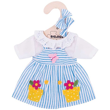 Hračka Bigjigs Toys Modré pruhované šaty pro panenku 28 cm