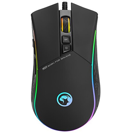 Myš Marvo M513, optická, drátová, herní, podsvícená, 6400DPI, černá