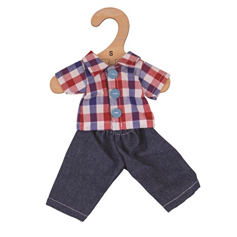 Hračka Bigjigs Toys Kostkovaná košile a rifle pro panenku 28 cm