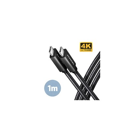 AXAGON BUCM32-CM10AB, SPEED+ kabel USB-C <-> USB-C, 1m, USB 20Gbps, PD 100W 5A, 4K HD, ALU, oplet, černý
