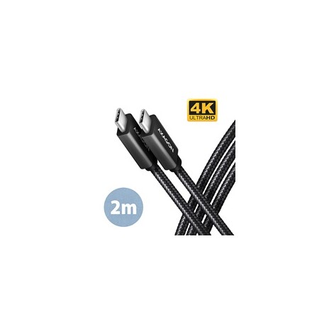 AXAGON BUCM32-CM20AB, SPEED+ kabel USB-C <-> USB-C, 2m, USB 20Gbps, PD 100W 5A, 4K HD, ALU, oplet, černý