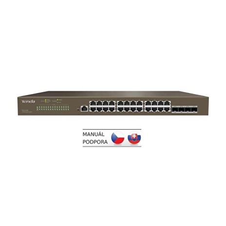 Tenda TEG5328F Gigabit L3 Managed Switch, 24x RJ45 1Gb/s, 4x SFP, STP, RSTP, MSTP, IGMP, VLAN, Rack