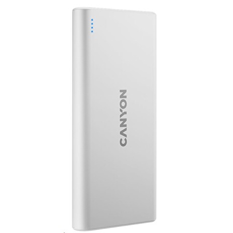 CANYON powerbanka PB-108W,10000mAh Li-pol,Input 5V (MicroUSB/Lightning - Apple),Output 5V (2xUSB-A),bílá