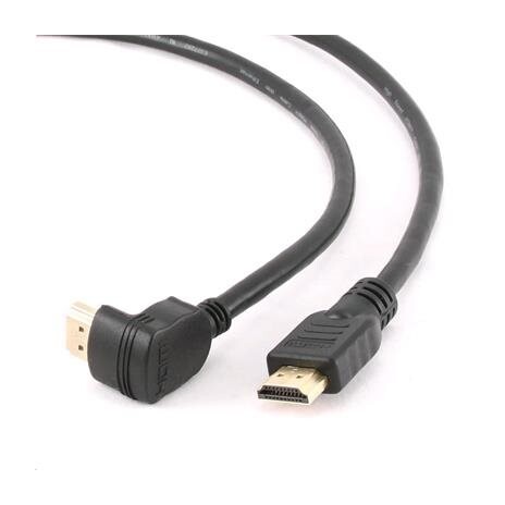 GEMBIRD Kabel HDMI-HDMI 1,8m, 1.4, M/M stíněný, zlacené kontakty, 90° lomený, černý