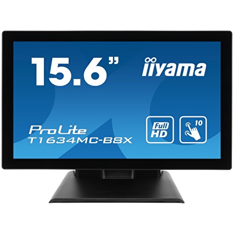 16" iiyama T1634MC-B8X: IPS, FullHD, capacitive, 10P, 450cd/m2, VGA, DP, HDMI, černý