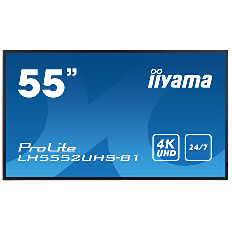 55" iiyama LH5552UHS-B1: VA, 4K UHD, 500cd/m2, 24/7, LAN, Android 8.0, černý
