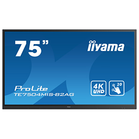 75" iiyama TE7504MIS-B2AG: IPS, 4K, 400cd/m2, 24/7, iiWare, WiFi, 4x Touch Pen, HDMI, USB-C, 20P
