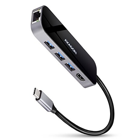 AXAGON HMC-6GL, USB 3.2 Gen 1 hub, porty 3x USB-A, HDMI 4k/30Hz, RJ-45 GLAN, PD 100W, kabel USB-C 20cm