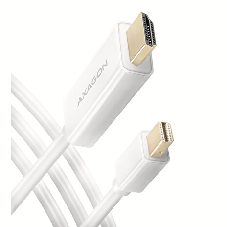 AXAGON RVDM-HI14C2W, Mini DisplayPort > HDMI 1.4 redukce / kabel 1.8 m, 4K/30Hz, bílý