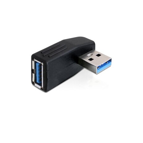 DeLOCK - USB adaptér - USB Type A (M) do USB Type A (F) - USB 3.0 - konektor 90° - černá