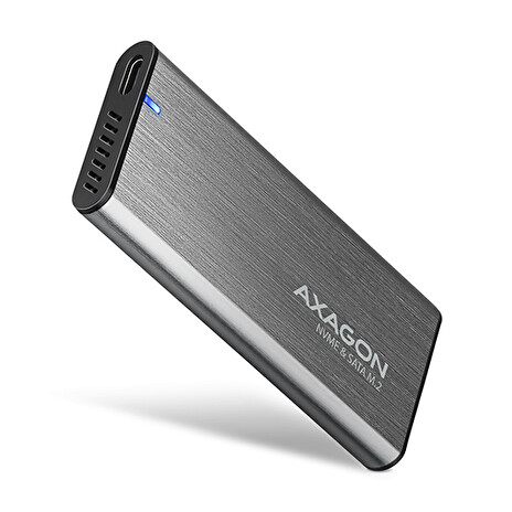 AXAGON EEM2-SG2, USB-C 3.2 Gen 2 - M.2 NVMe & SATA SSD kovový RAW box, bezšroubkový, stříbrný