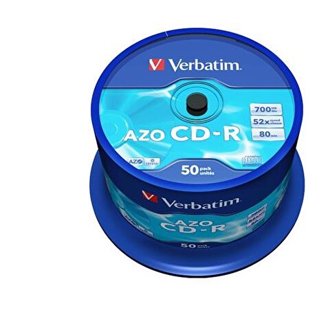 Verbatim CD-R 700MB 52x, 50ks - média, Crystal, AZO, spindle