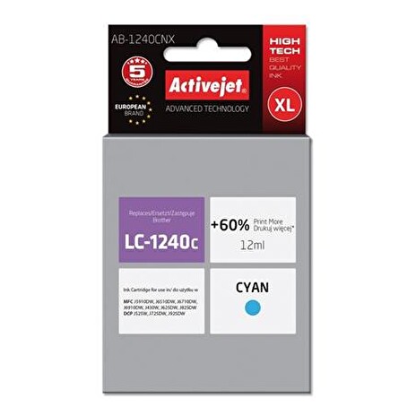 ActiveJet inkoust Brother LC-1240C, 12 ml, new AB-1240CNX