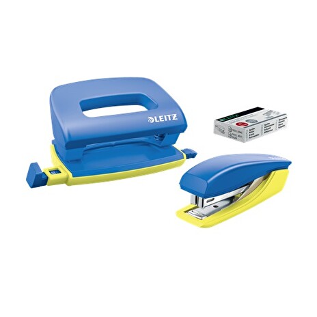 LEITZ Set mini sešívačky a děrovačky UrbanChic, modrá