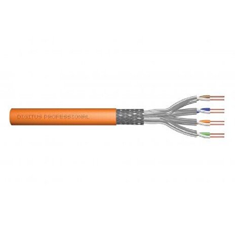 Digitus DK-1743-VH-050 síťový kabel Oranžová 50 m Cat7 S/FTP (S-STP), 1200 MHz Dca (EN 50575), AWG 23/1
