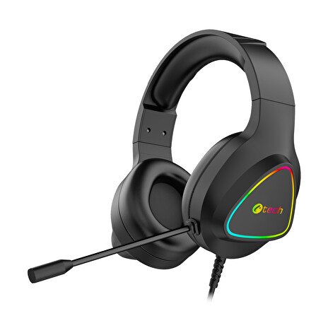 Herní sluchátka C-TECH Midas (GHS-17BK), casual gaming, RGB podsvícení, černá