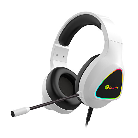 Herní sluchátka C-TECH Midas (GHS-17W), casual gaming, RGB podsvícení, bílá