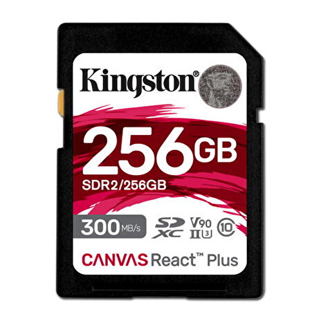 KINGSTON 256GB Canvas React Plus SDHC UHS-II 300R/260W U3 V90 for Full HD/4K/8K
