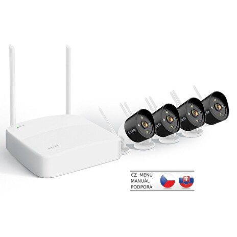 Tenda K4W-3TC - bezdrátový Wi-Fi kamerový set 2K (3MP), NVR + 4x IP kamera s LED, CZ aplikace