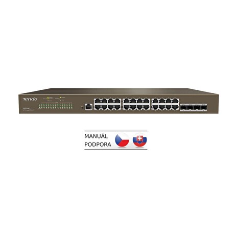 Tenda TEG3328F Gigabit L2 Managed Switch, 24x RJ45 1Gb/s, 4x SFP, STP, RSTP, MSTP, IGMP, VLAN, Rack