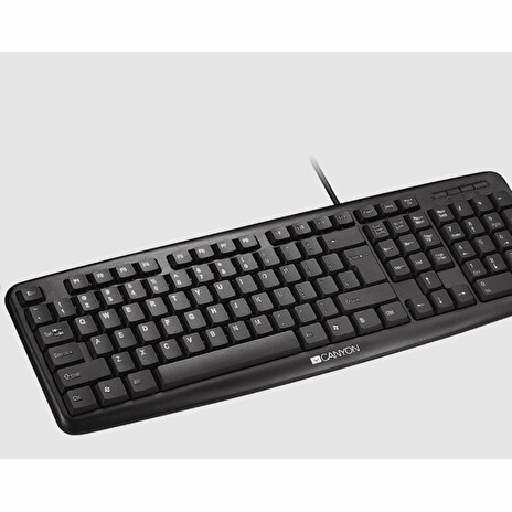 CANYON klasická USB klávesnice CZ/SK, omývatelná, černá