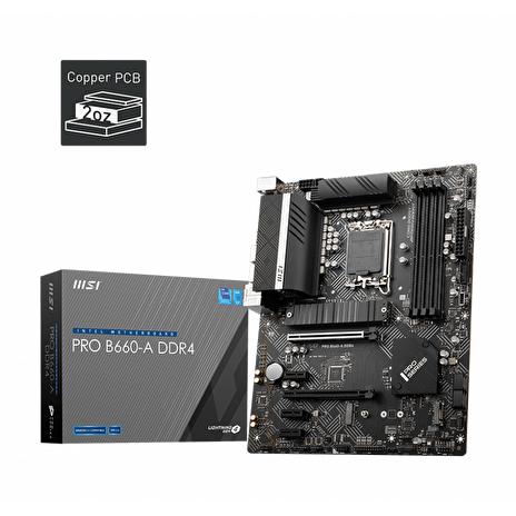 MSI MB Sc LGA1700 PRO B660-A DDR4, Intel B660, 4xDDR4, 1xDP, 1xHDMI, 1xVGA