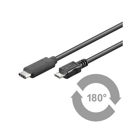 PremiumCord Kabel USB 3.1 konektor C/male - USB 2.0 konektor Micro-B/male, 0,6m