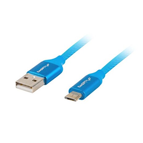 LANBERG USB MICRO (M) na USB-A (M) 2.0 kabel 1,8m, modrý, rychlé nabíjení 3.0