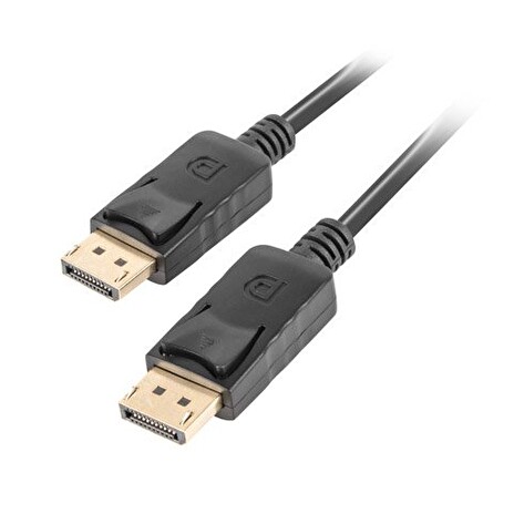LANBERG připojovací kabel DisplayPort 1.2 M/M, 4K@60Hz, délka 1m, černý, se západkou, zlacené konektory
