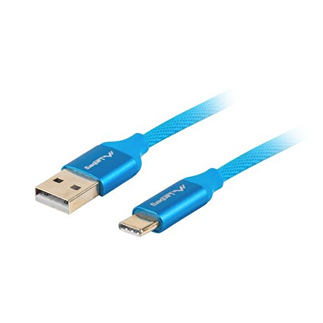 LANBERG USB-C (M) na USB-A (M) 2.0 kabel 1m, modrý, rychlé nabíjení 3.0