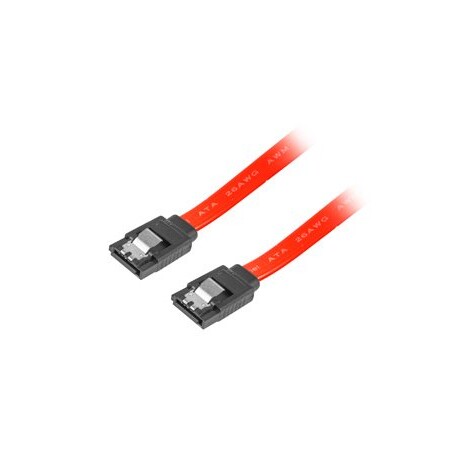 LANBERG SATA III datový kabel (6GB/S) F / F 30cm, kovová západka, červený