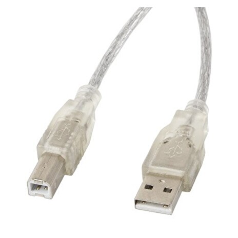 LANBERG USB-A (M) na USB-B (M) 2.0 kabel 5m, transparentní