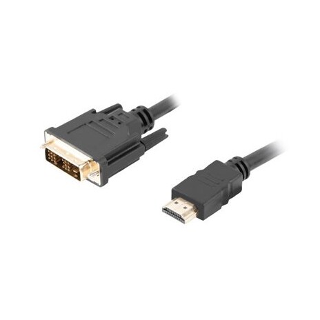 LANBERG HDMI (M) na DVI-D (M) (18+1) kabel 0,5m, černý, zlacené konektory