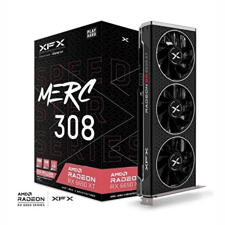XFX AMD RX-6650XT Speedster MERC308 BLACK 8GB GDDR6 128bit, 2694MHz / 17.5Gbps, 3x DP, 1x HDMI, 2.5 slot, 3 fan