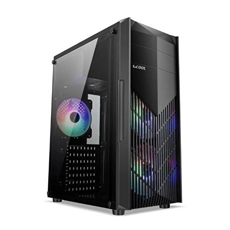 1stCOOL Middle Tower MONSTER, ATX black černý, bez zdroje, fulltower ATX (2xUSB2+ 1xUSB3+ Audio+ Transparentní bočnice) (PC case)