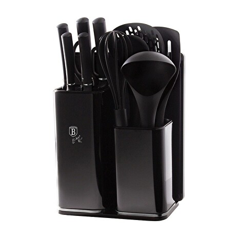 Sada nožů Berlingerhaus ve stojanu + kuchyňské náčiní a prkénko sada 13 ks Carbon Metallic Line BH-2548