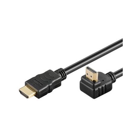 PremiumCord HDMI High Speed+Ethernet kabel, zlacený zahnutý konektor 90° 5m
