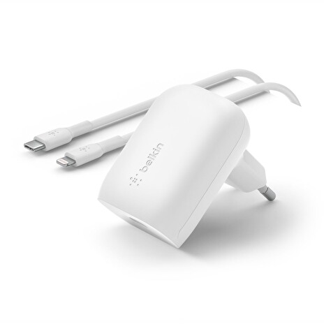 Belkin BOOST CHARGE™ 30W USB-C Power Delivery PPS nástěnná nabíječka + 1m USB-C na lightning kabel, bílá
