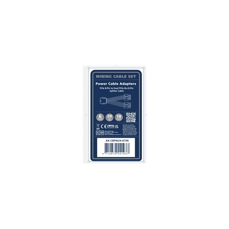AKASA kabel PCIe 8-Pin na Dual PCIe (6+2)-Pin Splitter cable, 6 Sets