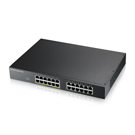 Zyxel GS1915-24EP, 24-port GbE, 12 port PoE, 130 Watt 802.3at, rackmount, Smart hybrid mode Switch, standalone