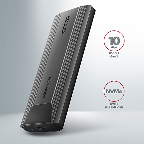 AXAGON EEM2-GTS, USB-C 3.2 Gen 2 - M.2 NVMe SSD kovový THIN box, bezšroubkový