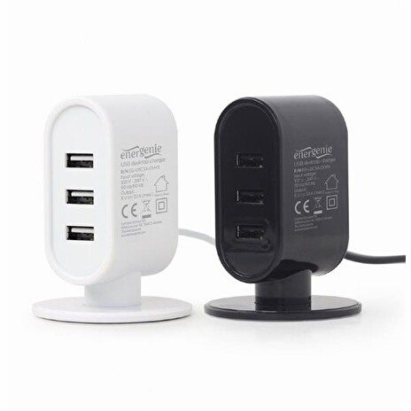 Gembird nabíječka stolní univerzální 3 x USB 3.1 A / 15 W, mix barev (černá/bílá)