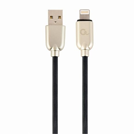 Gembird Premium rubber 8-pin charging and data cable, 2m, black