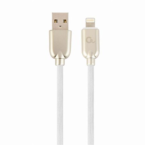 Gembird Premium rubber 8-pin charging and data cable, 2m, white