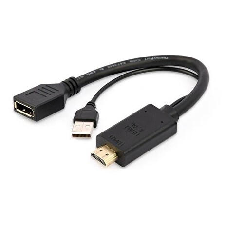 Gembird adaptér DisplayPort (M) na HDMI (F), 4K aktívny, kábel 0.1m, čierny