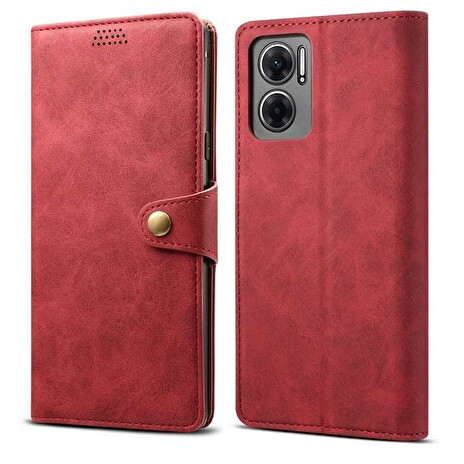 Lenuo Leather flipové pouzdro pro Xiaomi Redmi 10 5G, červená