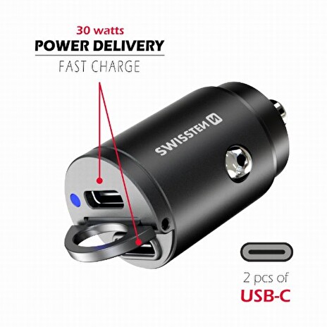 SWISSTEN CL ADAPTÉR POWER DELIVERY 2x USB-C 30W NANO ČERNÝ