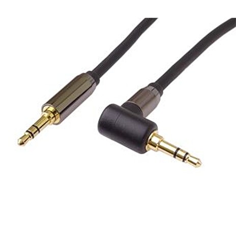 PremiumCord HQ stíněný kabel stereo Jack 3.5mm - Jack 3.5mm zahnutý 90° 5m