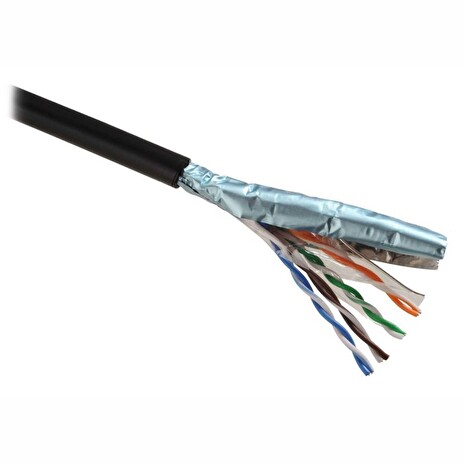 Kabel Solarix FTP Cat5e drát 100m PE venkovní